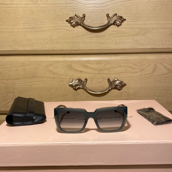 NWT Isabel Marant Sophy Rectangle Square frame acetate Designer Sunglasses GREEN - Picture 11 of 17